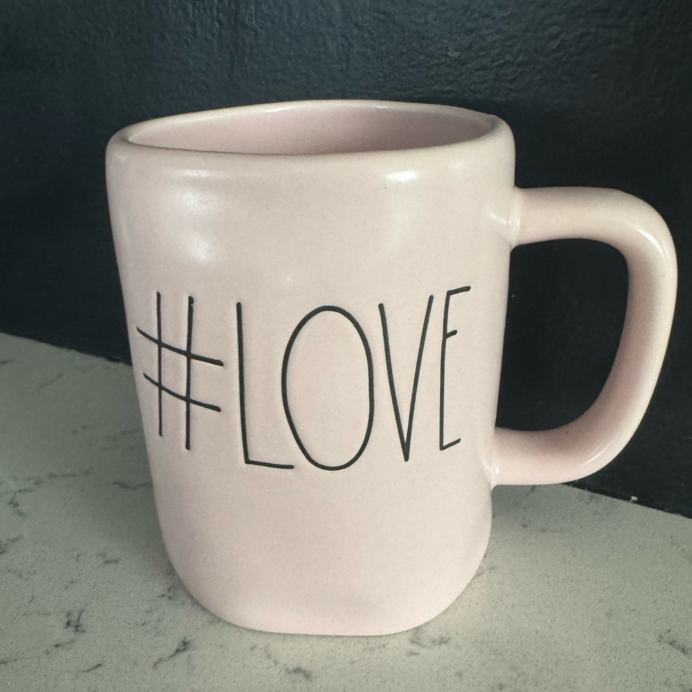 Pink Rae Dunn Mug with #Love Design